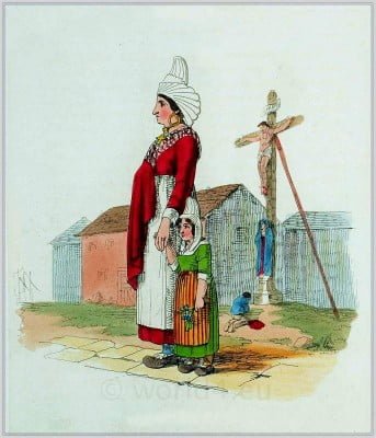 Coshois at Dieppe, Seine-Maritime. France folk costumes. French traditional national costumes. Dieppe, Seine-Maritime, Haute-Normandie, Folk clothing