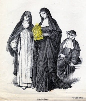 Ecclesiastical Dress. Monastic clothing. Augustinians Nuns costumes