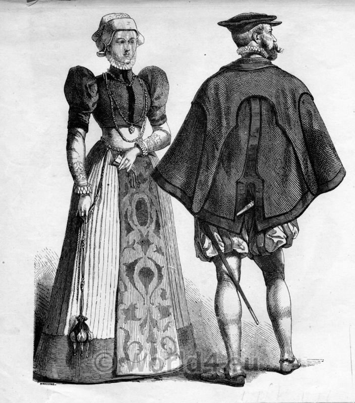 German Medieval Fashion. Renaissance clothing of German citizen