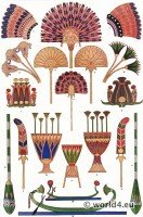 Ancient Egypt Pharaoh headdresses. Feather jewelry. Grammar of Ornament by Owen Jones.
