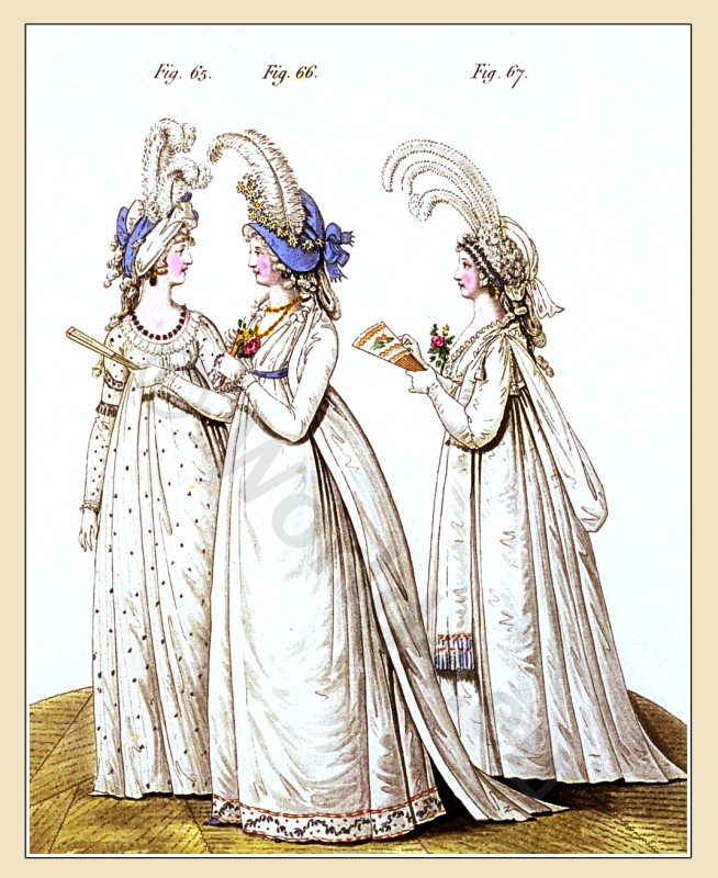 Ranelagh Evening Dresses, August 1795. The Gallery of Fashion.