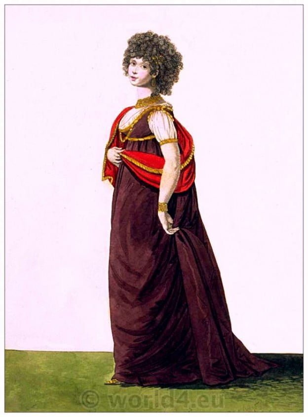 Regency, Georgian, fashion history, costume,Heideloff, Roman, Style