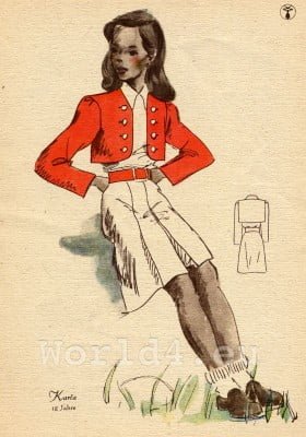 Bolero jacket. German Children clothing. Kids vintage costumes. 1940s fashion.