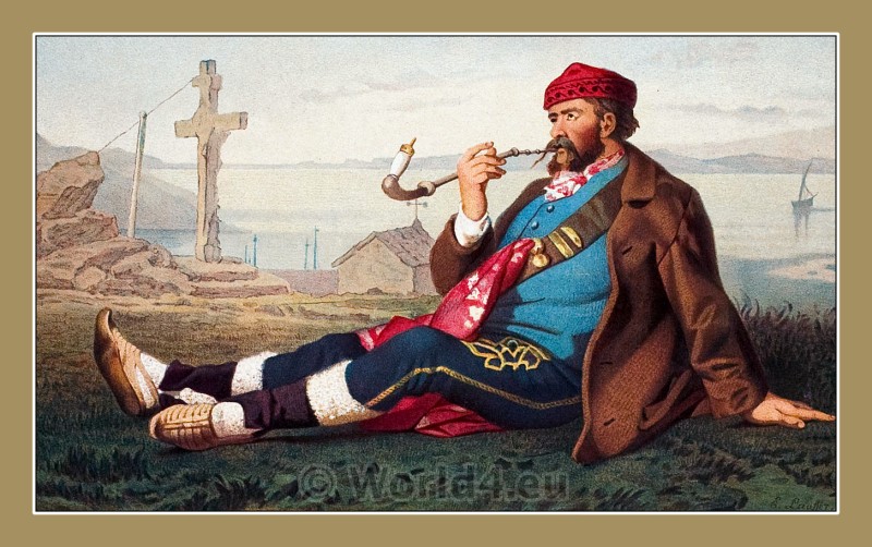A man in Serbian traditional costume from Karlobag.