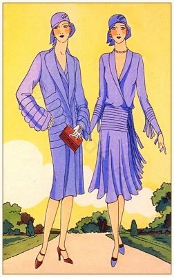 Créations de Philippe et Gaston. Art deco costumes. Flapper fashion Model of Blue Haven. French 1920s clothing.