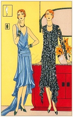 Models of Werther - Pécheresse. Couturiers Alice Bernard and Nanteuil. Art deco costumes. Flapper fashion. French 1920s clothing.