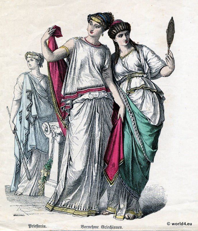 Ancient Greek Priestess And Nobility Chiton With Kolpos