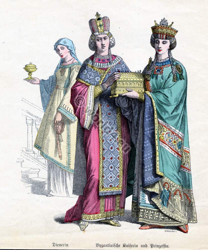 Byzantine nobility costumes 10th century. Court dresses.