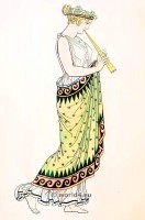 Ancient Greek costume. Female flute player.