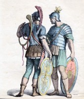 Roman officers. Military costumes of ancient rome