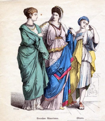 Ancient Roman Nobility Women and Female Slave.