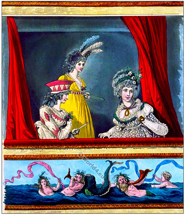 Opera dresses. June 1796. Dress à l’Espagnole. Gallery of Fashion.