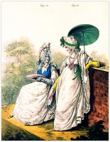 Regency round gowns. Veil of blue gauze 1796.