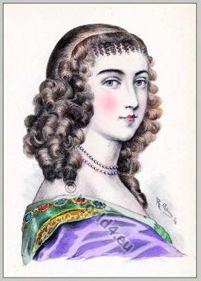 Baroque hairstyle 17th century.