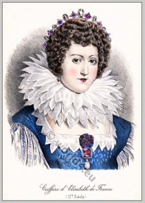 Élisabeth of France. Baroque hairstyle 17th century.