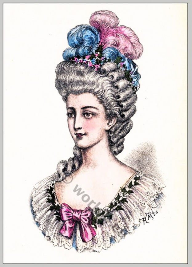 Rococo hairstyles. Louis XVI. 18th century fashion