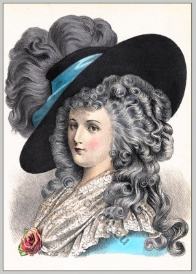 Rococo hairstyle. 18th century.
