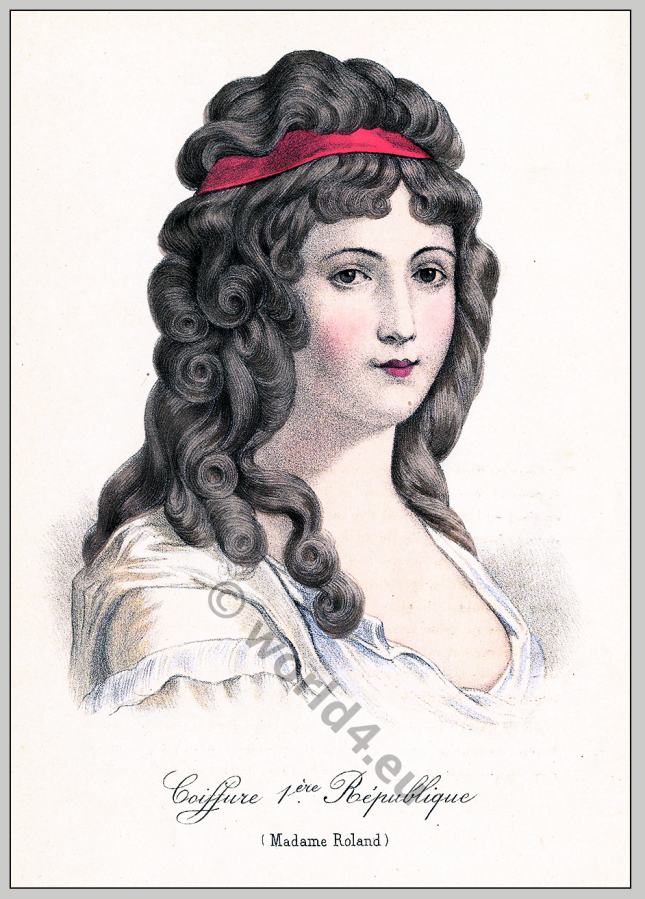 Madame Roland. Merveilleuse 18th century. French revolution hairstyle.