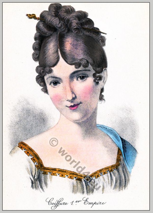 Juliette Récamier. Coiffure Premier Empire. 18th century fashion, Regency, Biedermeier era.