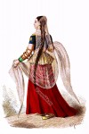 Distinguished woman. Medieval Indian clothing.