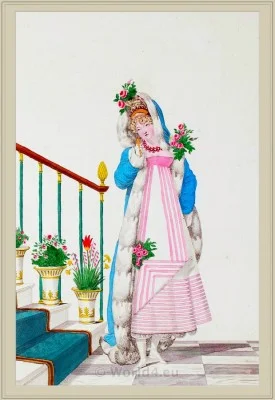 Costume de Bal. Merveilleuses. France directoire, regency era fashion. Horace Vernet.