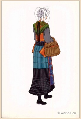 Traditional woman folk dress from Saint Jean d'Arves, Savoy France.