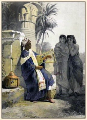 A Berber Playing the Kissar Arabian musician. Berber, Kissar. Egypt traditional costumes.