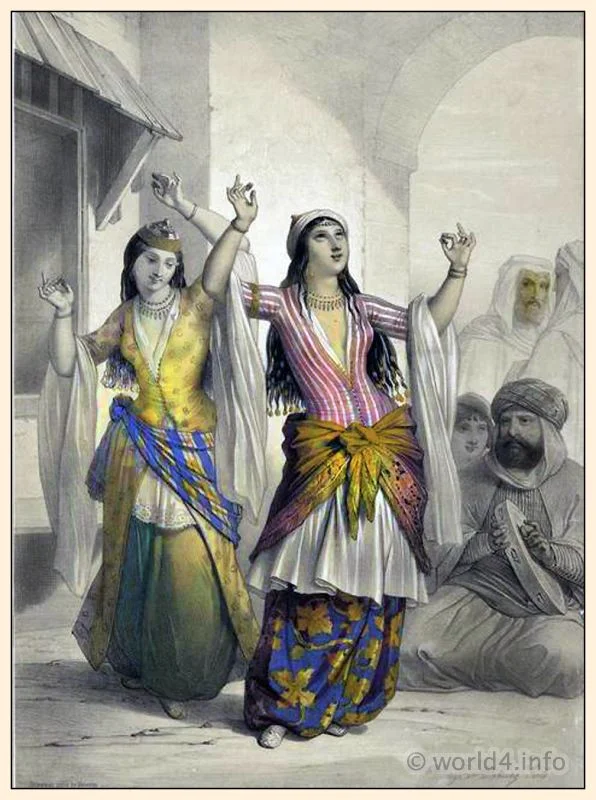 Prisse d'Avennes, Oriental, Cairo, costumes, Egyptian, Dancing, Girls, Ghawazi, Rosetta,