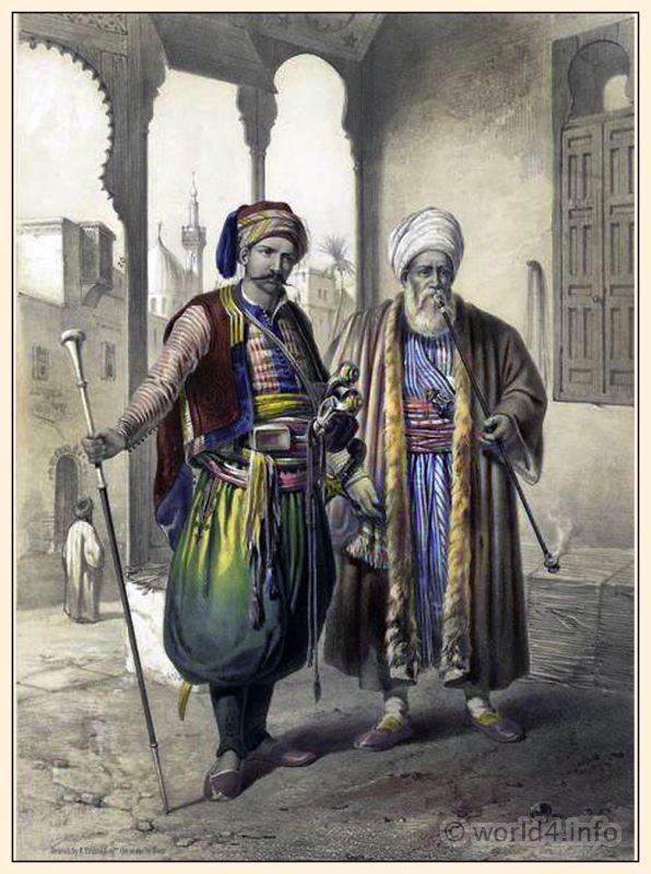 Prisse d'Avennes, Oriental, Cairo, costumes, Janissary, Merchant,