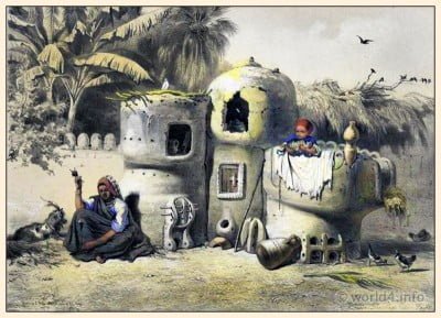 Peasant Dwellings in Upper Egypt. The Oriental Album. Peasant Dwellings in Upper Egypt. Traditional Egyptian costumes