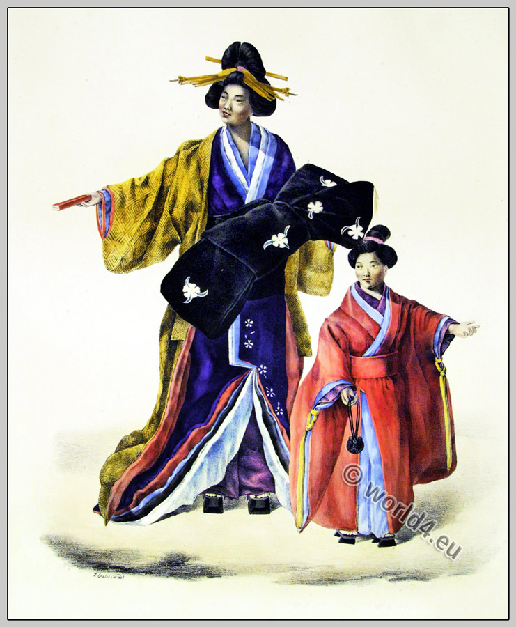 Japanese Noblewomen with child in 1810.
