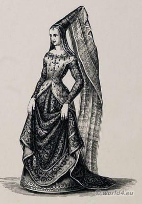 The Lady of Tournament delivering the Price. | Costume History