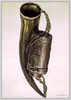 Border war horn and James VI.'s hunting-bottle. Sir Walter Scott.