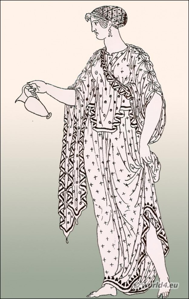 The Greek Ampechonion. Sleeveless chiton. Ancient Greece fashion