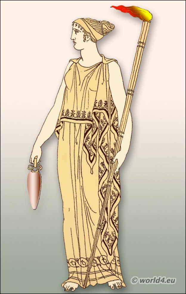 Ancient, Greek, clothing, ampechonion, diploidion, Priestess, Demeter, costume