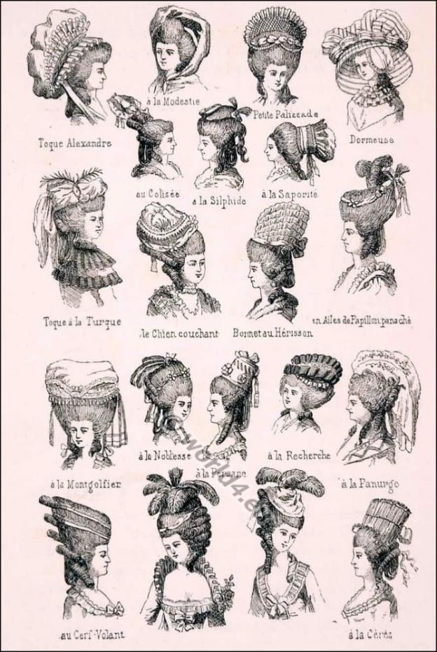 Rococo, headdresses,hairstyles, Coiffures, 18th century,