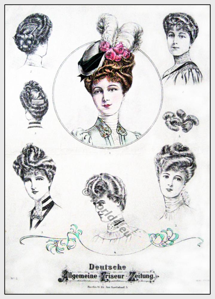 Hairstyle, Belle Époque, Fin de siècle, Hair, Head-dresses,
