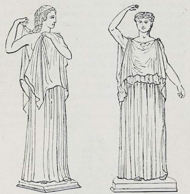 Greek clothing tunica. Ionic, Dorian Chiton. Ancient costumes