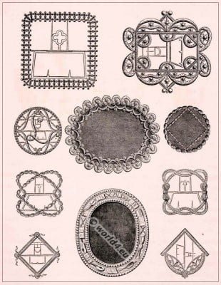 Rococo shoe buckles, Shoe design 18th century. Encyclopédie Denis diderot.