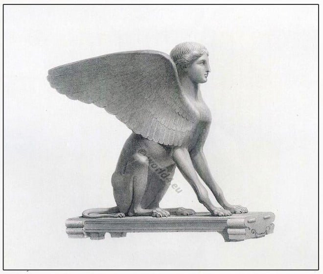 The figure of a Sphinx. Ancient Greek sculpture