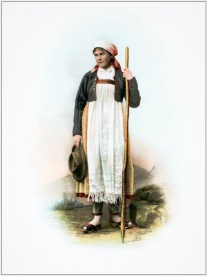 Traditional Switzerland costume. Swiss folk costume. Clothing Canton of Tessin