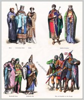 Costumes of the 11th century. Monastic, Normans, Crusaders.