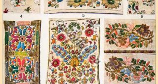 Traditional Greek embroidery patterns. Old Greece silk needle work.