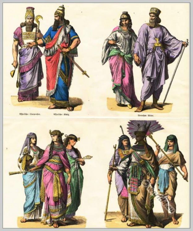 Assyrians, Medes, Egyptians, costumes,