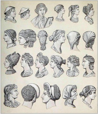 Ancient roman hairstyles of woman and men.