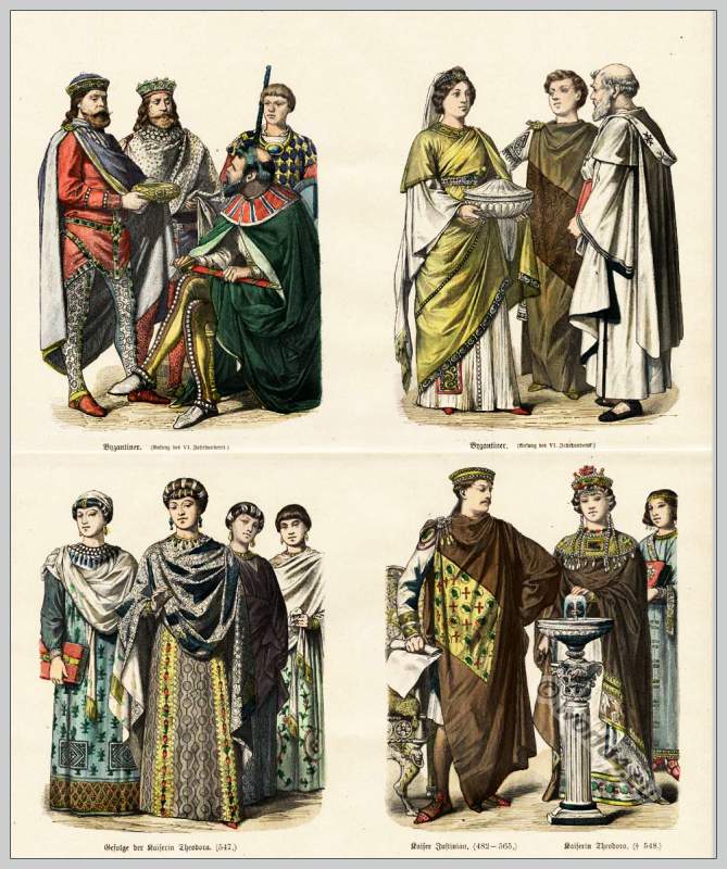 Medieval Byzantine costumes 6th Century.