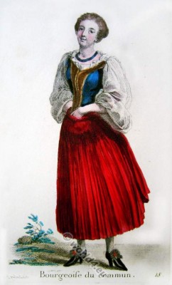Bourgeois woman. Switzerland Baroque costume recherche. 17th century fashion