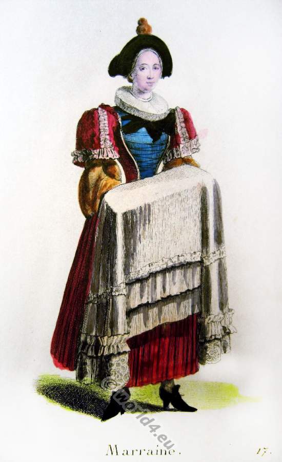 Baroque costume of a Swiss godmother 1680.