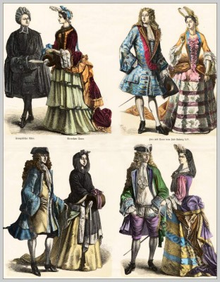 18th century fashion. Court costumes. Nobility in France and Germany.