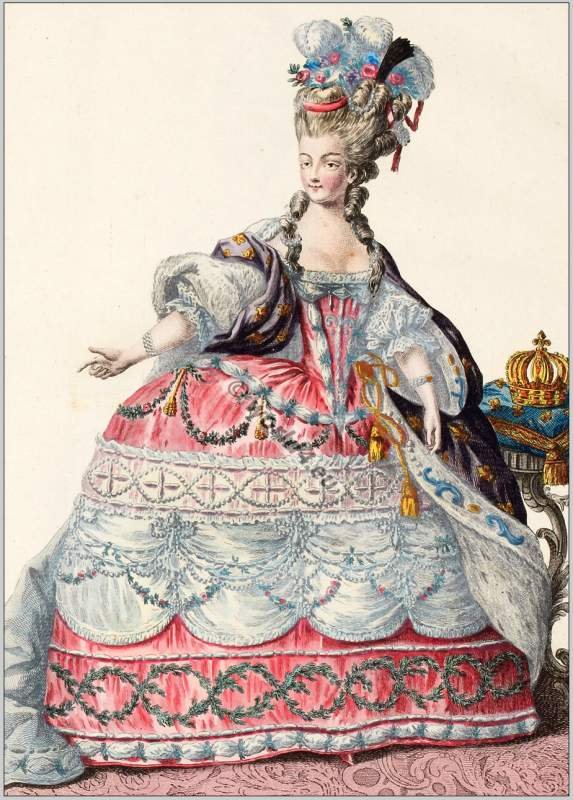 Marie Antoinette: The Queen of Fashion: Court Lady in a Robe de cour.  French queens were expected to set an example in the realm of fashion. As  the wife of Louis XVI
